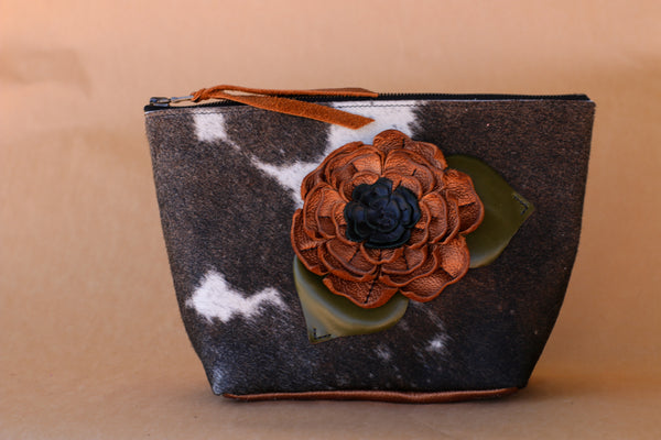 Cowhide Makeup Bag