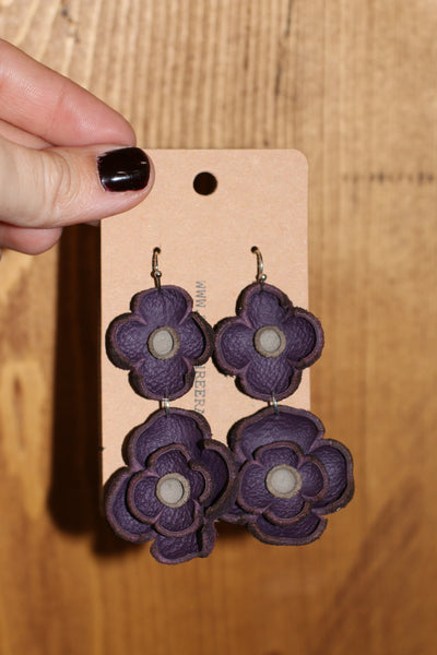 Leather Flower Earrings