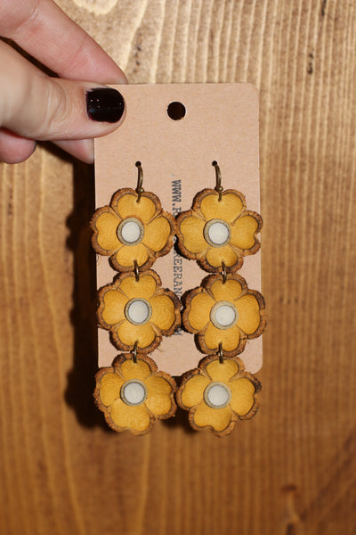 Leather Flower Earrings