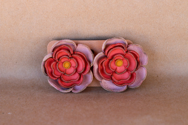 Leather Flower Earrings