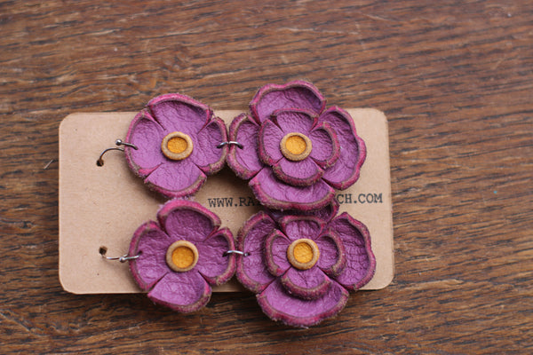 Leather Flower Earrings